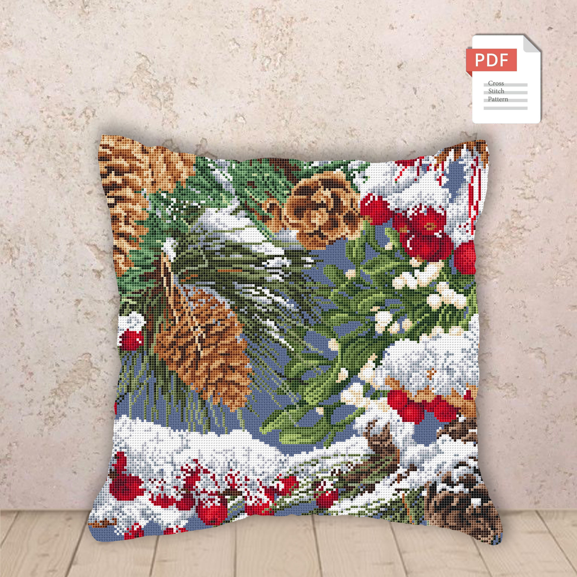 Pillow Winter Woodland Cross Stitch Pattern #pll030 - Image 2