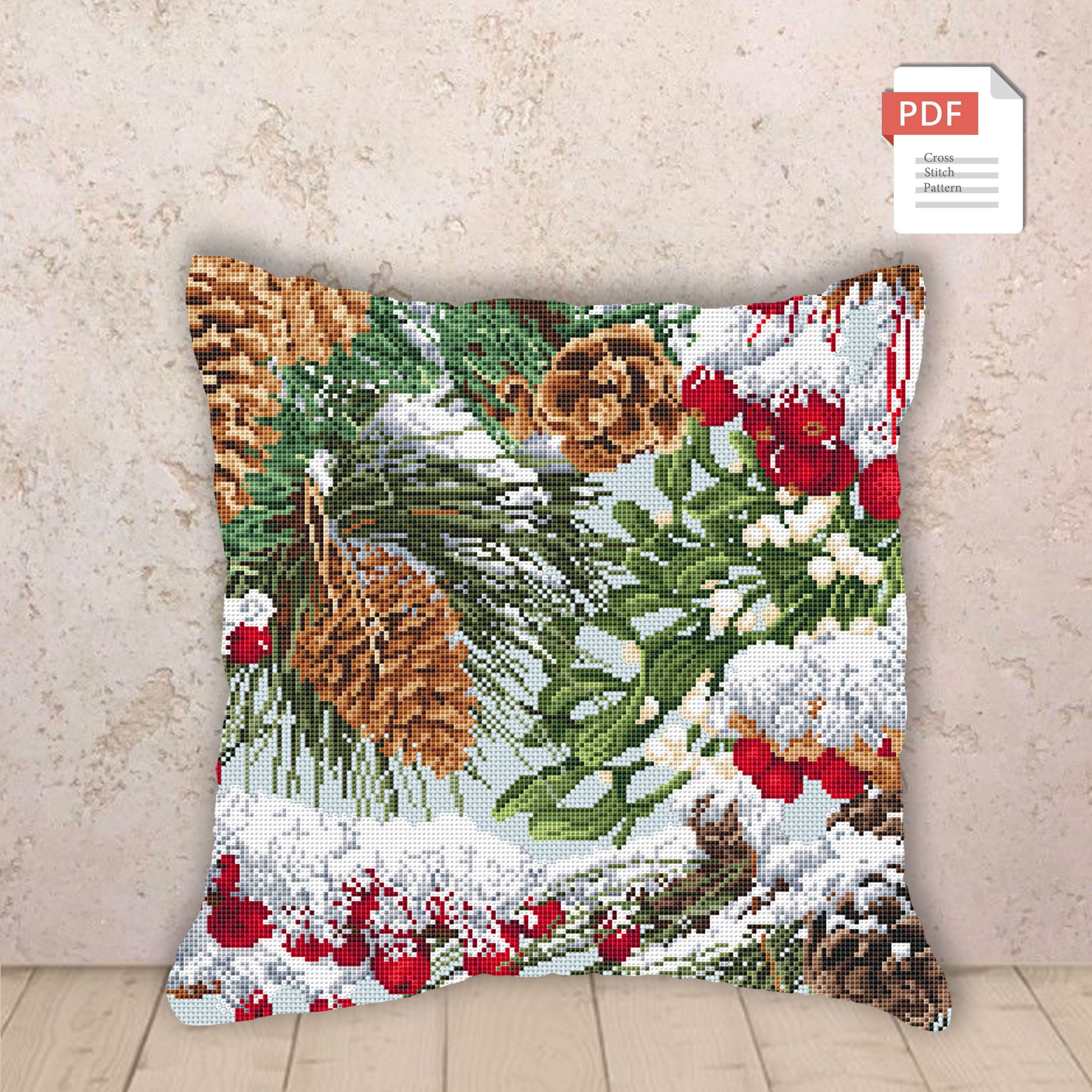 Pillow Winter Woodland Cross Stitch Pattern #pll030