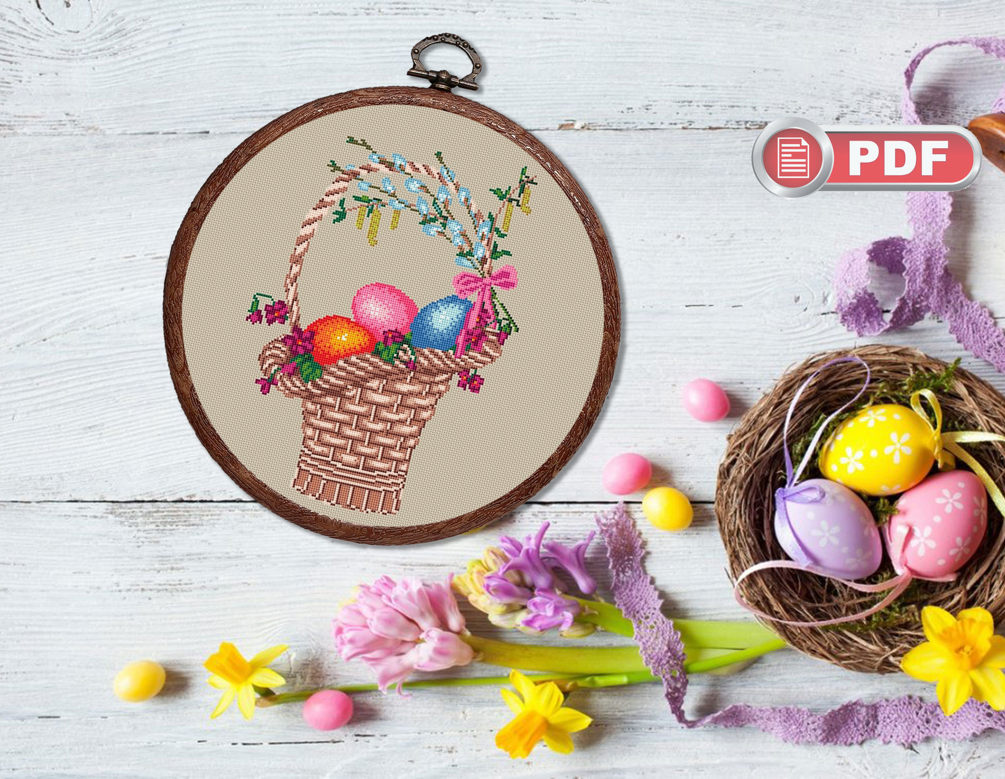 Happy Easter Cross Stitch Pattern #eas.017 - Image 3