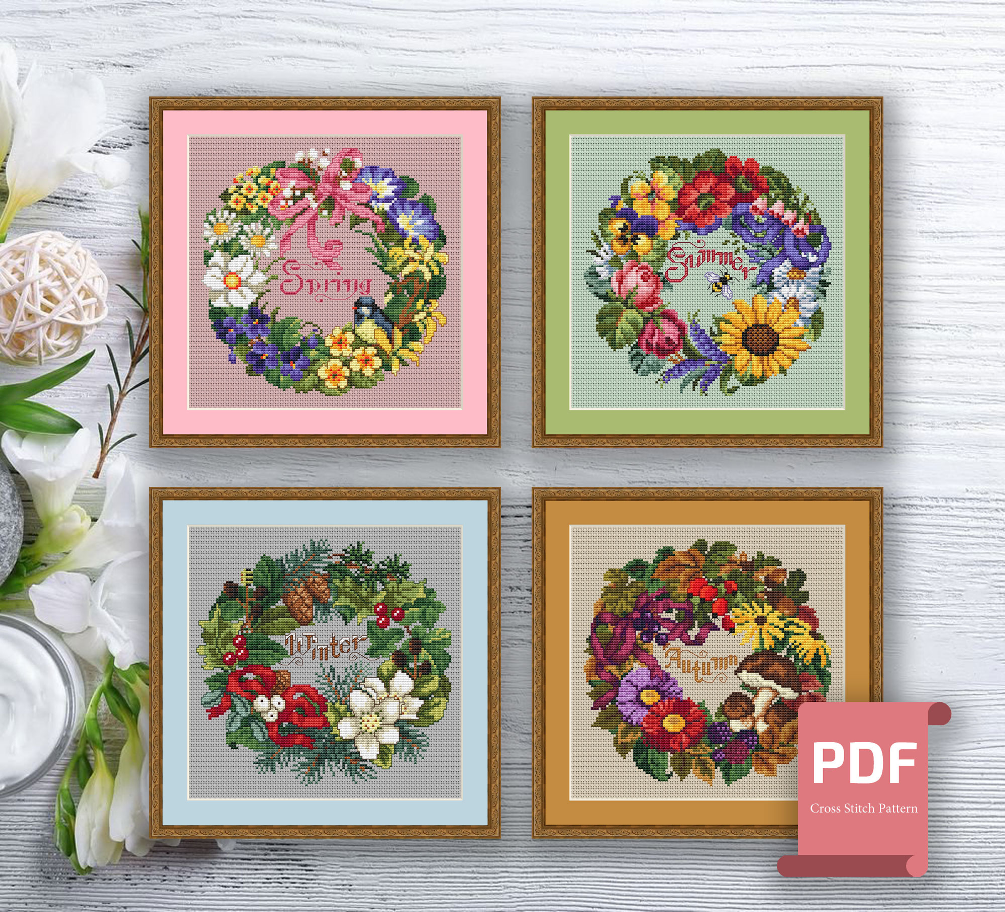 Winter Wreath Cross Stitch Pattern #ssn039 - Image 4