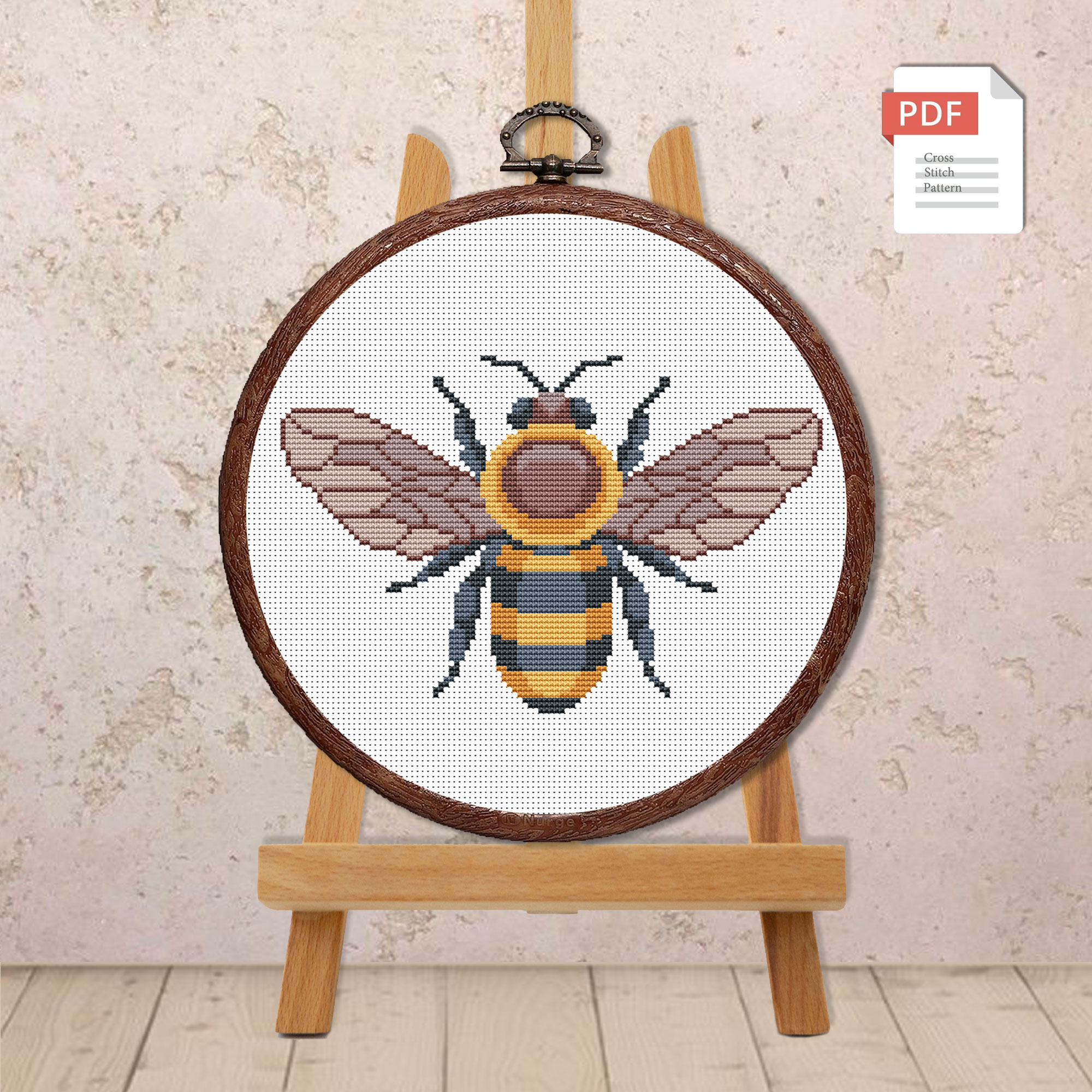 Set of 3 Bees Cross Stitch Pattern #anm040 - Image 2