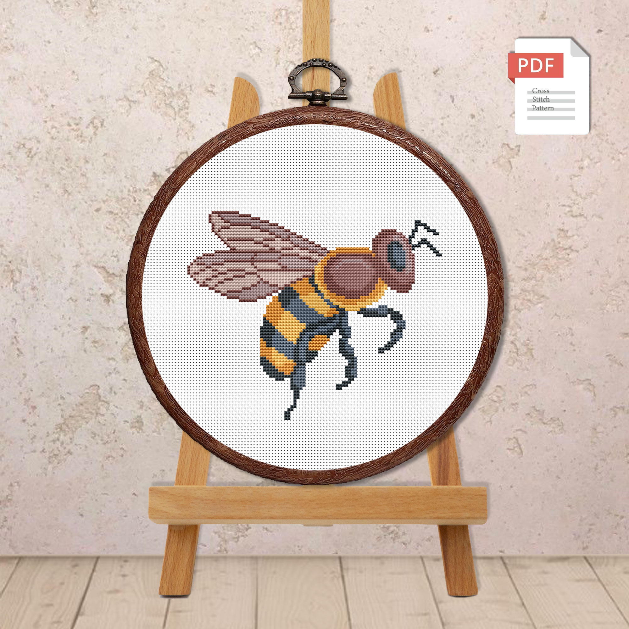 Set of 3 Bees Cross Stitch Pattern #anm040 - Image 3