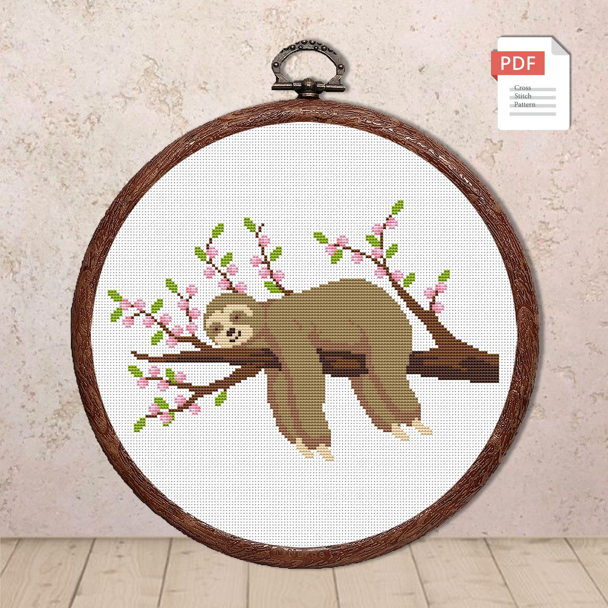 Sloth On The Branch Cross Stitch Pattern #anm033