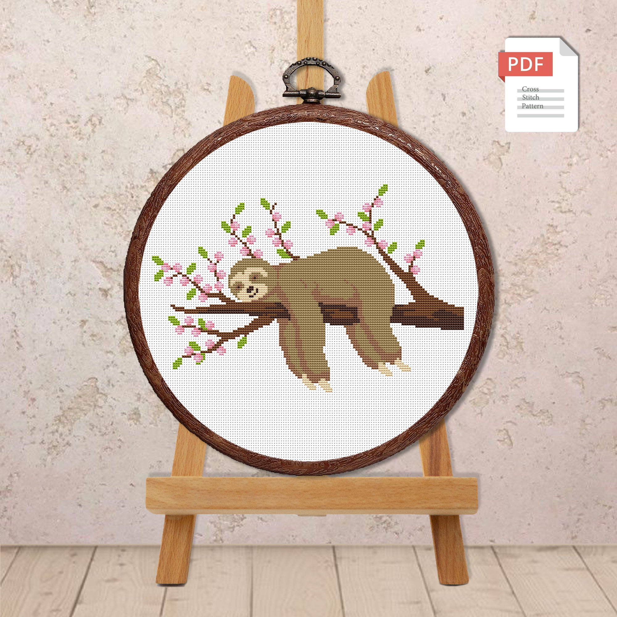 Sloth On The Branch Cross Stitch Pattern #anm033 - Image 2