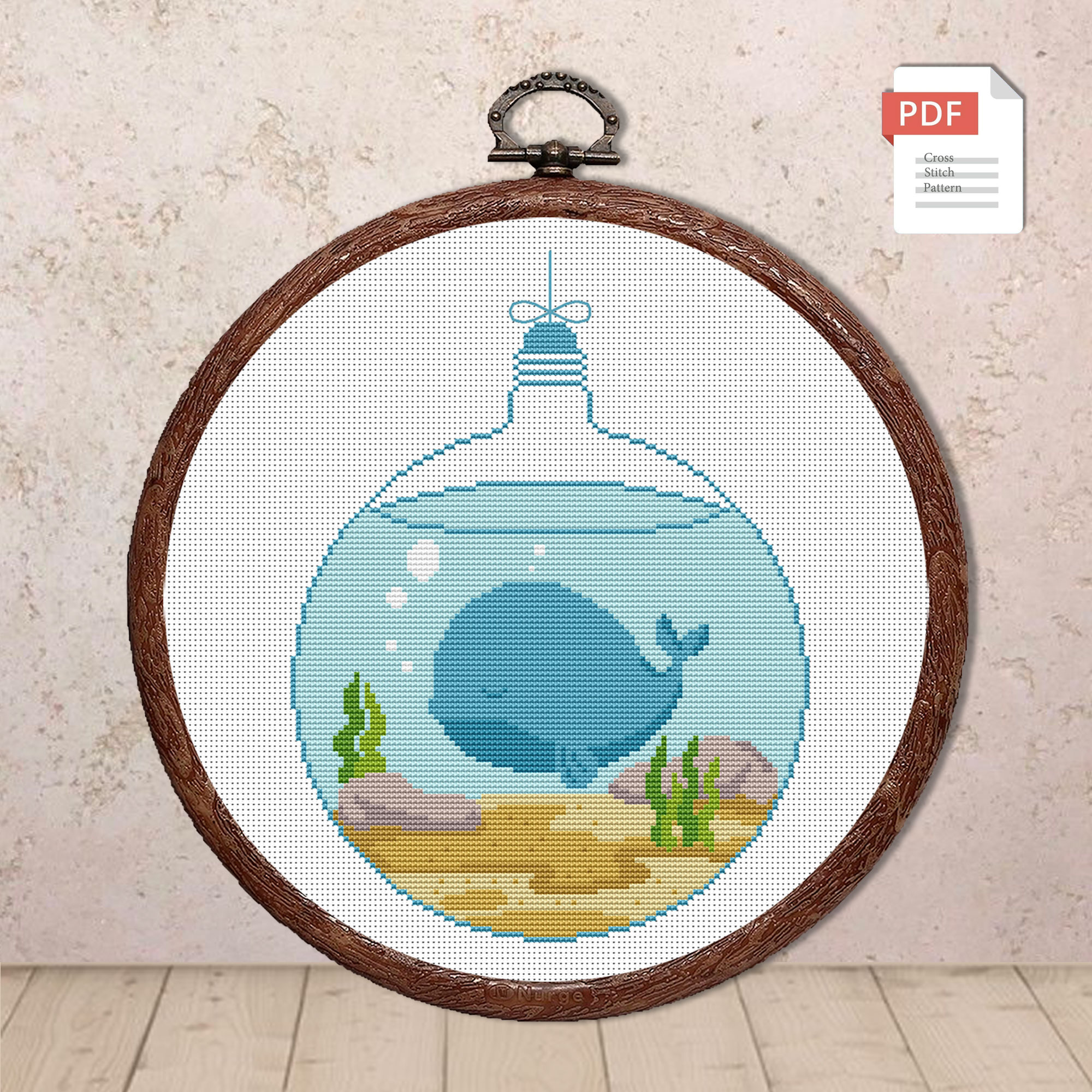 Whale In A Light Bulb Cross Stitch Pattern #anm035