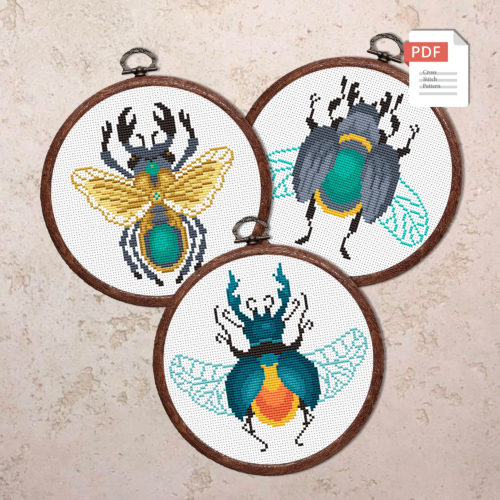 Set of 3 Beetles Cross Stitch Patterns #anm041
