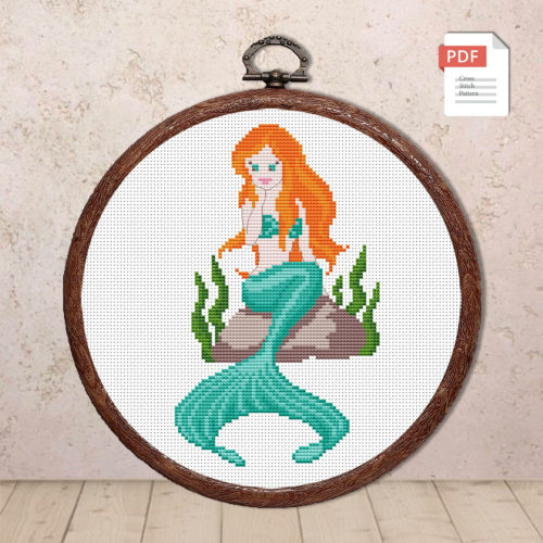 Litlle Mermaid Cross Stitch Pattern #bab007