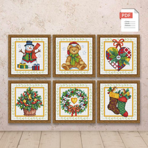 Set of 6 Christmas Ornaments Cross Stitch Pattern #chr015