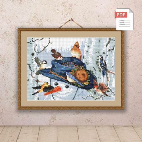 Snowman In A Hat Cross Stitch Pattern #chr018