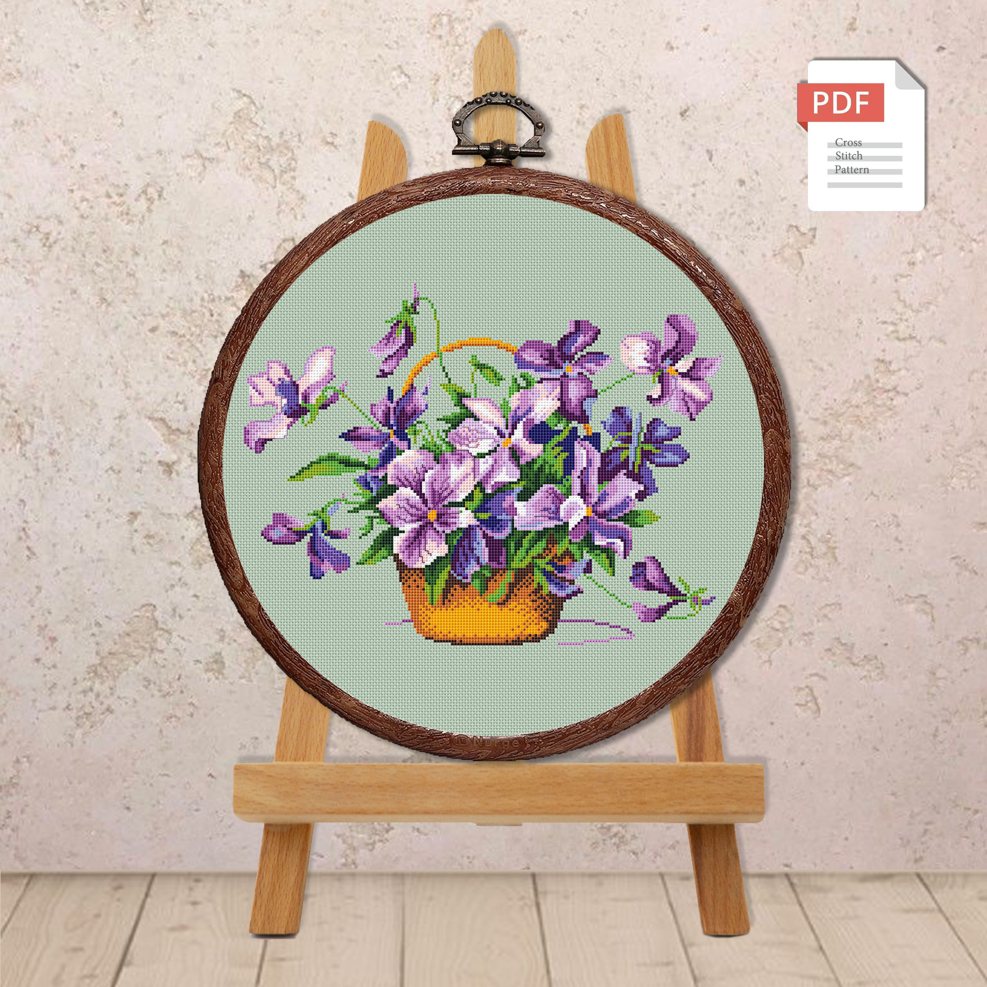 Flowers In Basket Cross Stitch Patterns #fl.075 - Image 3