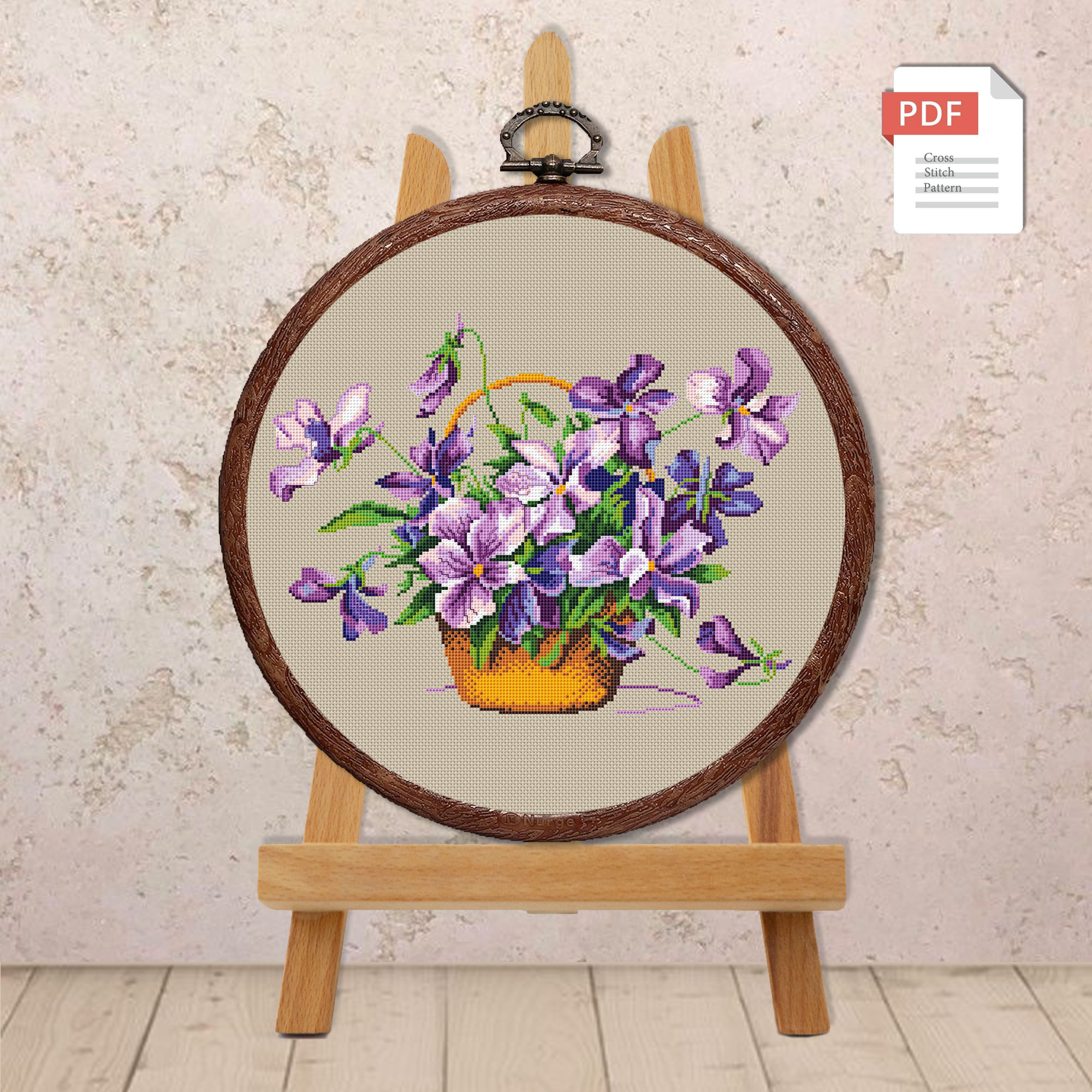 Flowers In Basket Cross Stitch Patterns #fl.075 - Image 2