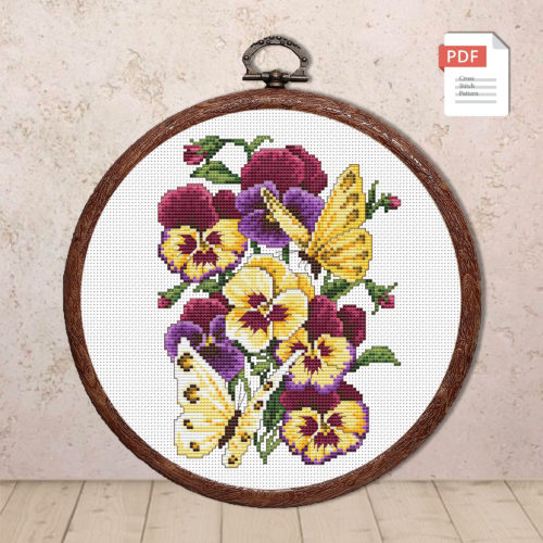 Vintage Pansy Cross Stitch Pattern #fl.143