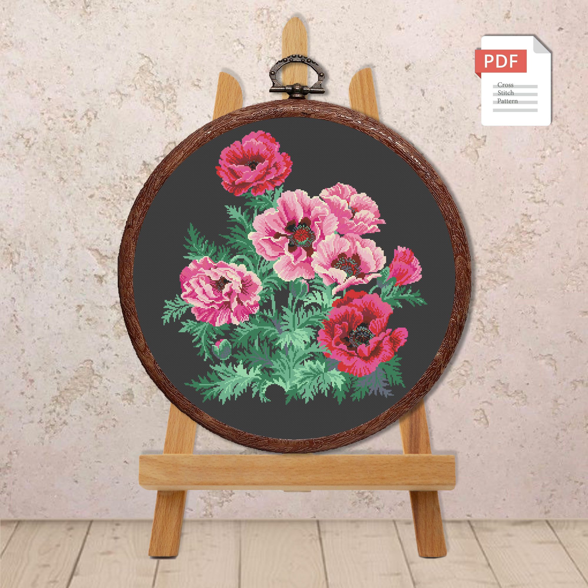 Poppies and Daisies Cross Stitch Pattern #fl.144 - Image 3