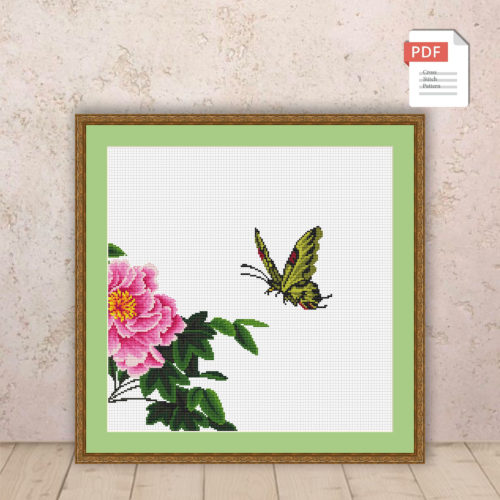 Peonies Cross Stitch Pattern #flc008