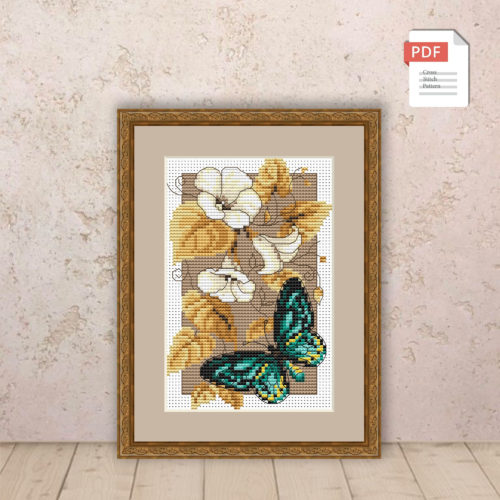 Flowers And Butterflies Cross Stitch Pattern #flc010