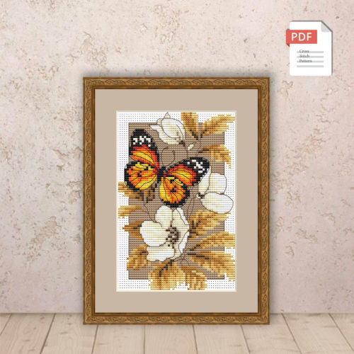 Flowers And Butterflies Cross Stitch Pattern #flc011