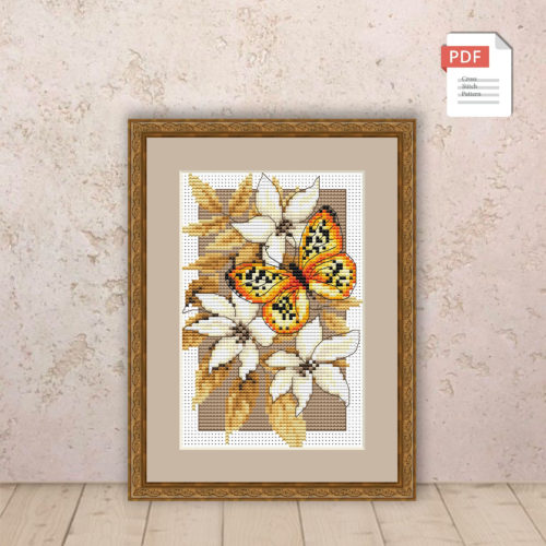 Flowers And Butterflies Cross Stitch Pattern #flc012