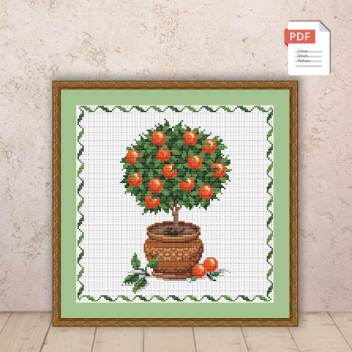 Orange Tree Cross Stitch Pattern #flc021