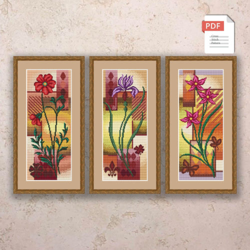 Set of Flowers Cross Stitch Patterns #flc047