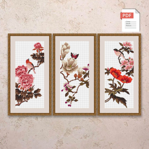 Set of Flowers Cross Stitch Patterns #flc051