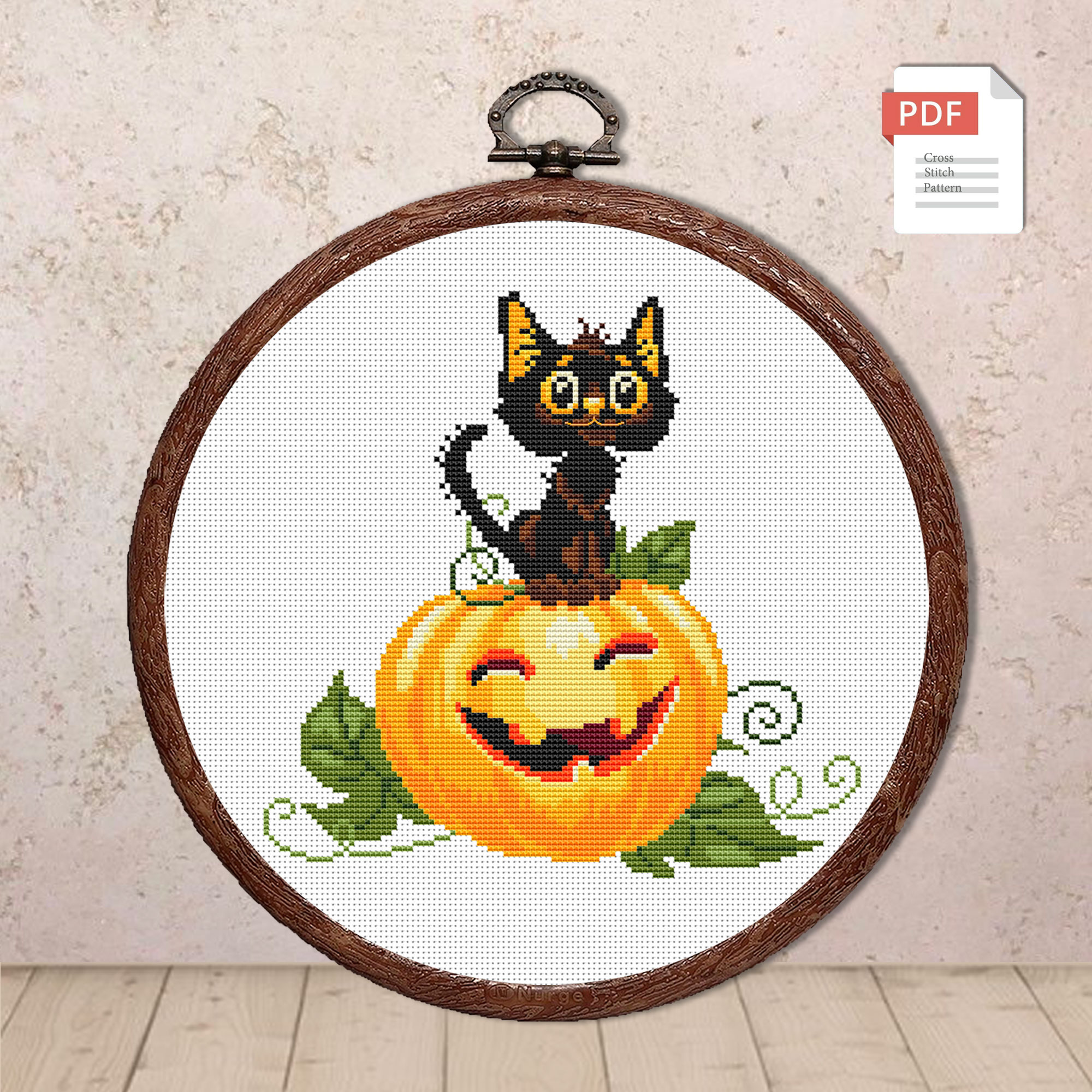 Halloween Cat Cross Stitch Pattern #hld002