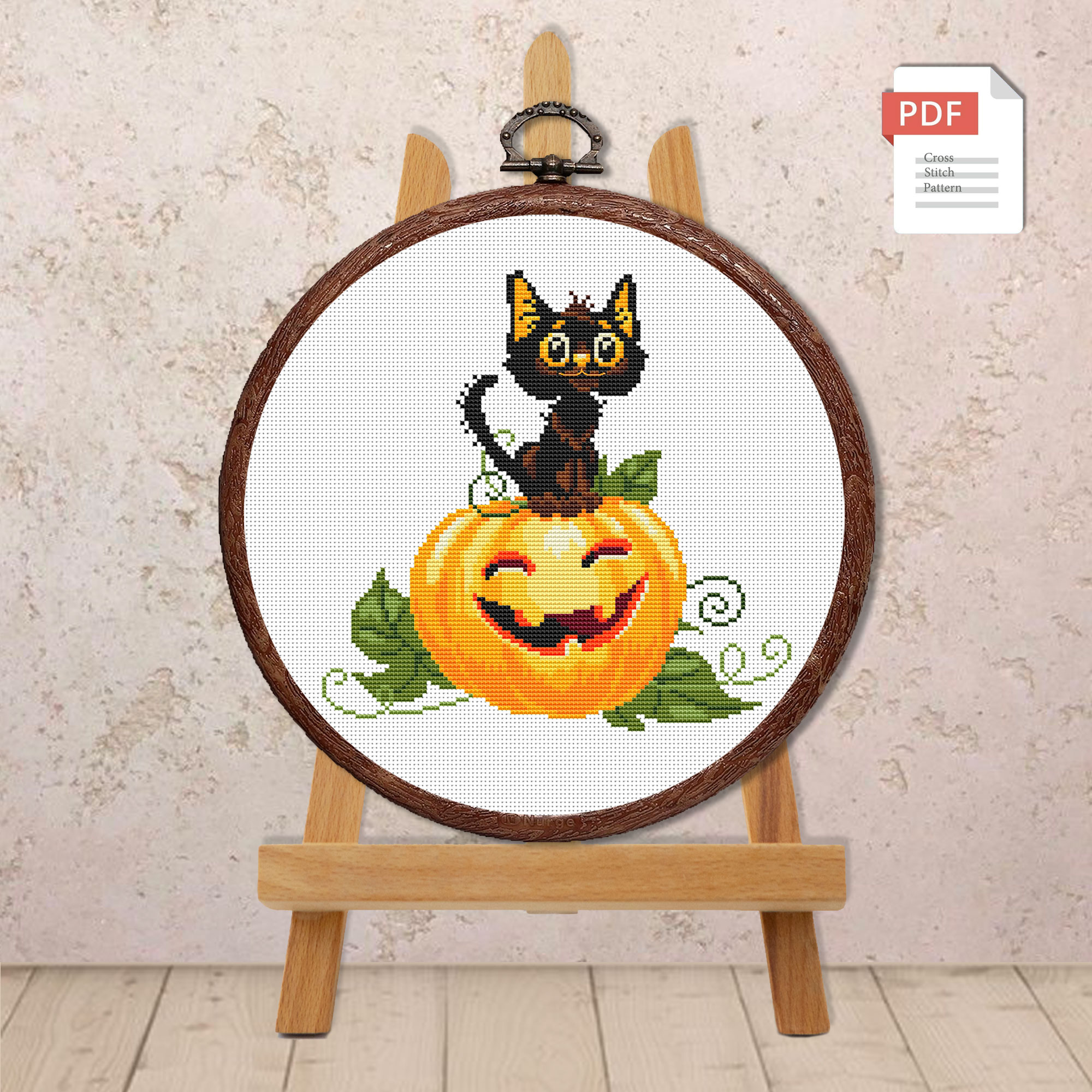 Halloween Cat Cross Stitch Pattern #hld002 - Image 2