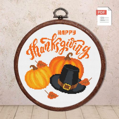 Happy Thanksgiving Day Cross Stitch Pattern #hld006