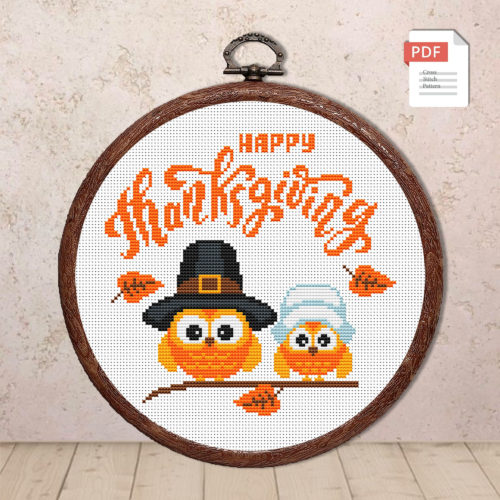 Happy Thanksgiving Day Cross Stitch Pattern #hld007