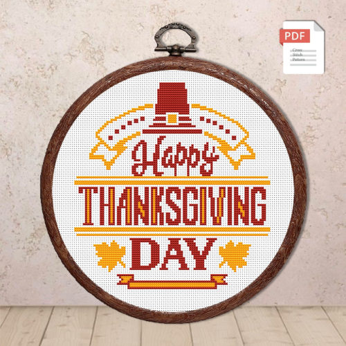 Happy Thanksgiving Day Cross Stitch Pattern #hld008