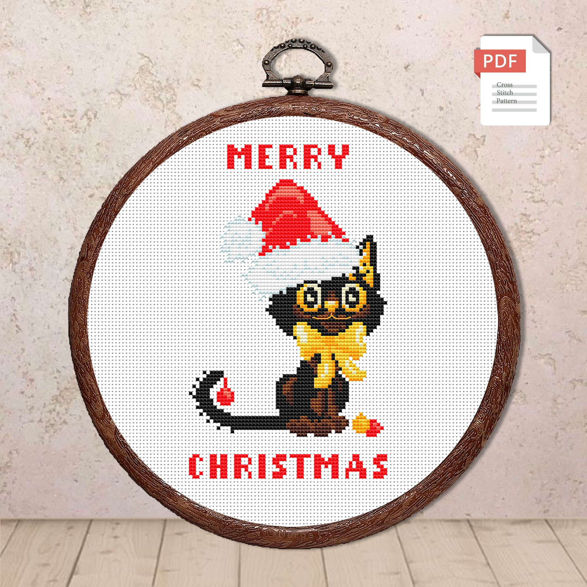 Christmas Cat Cross Stitch Pattern #hld009