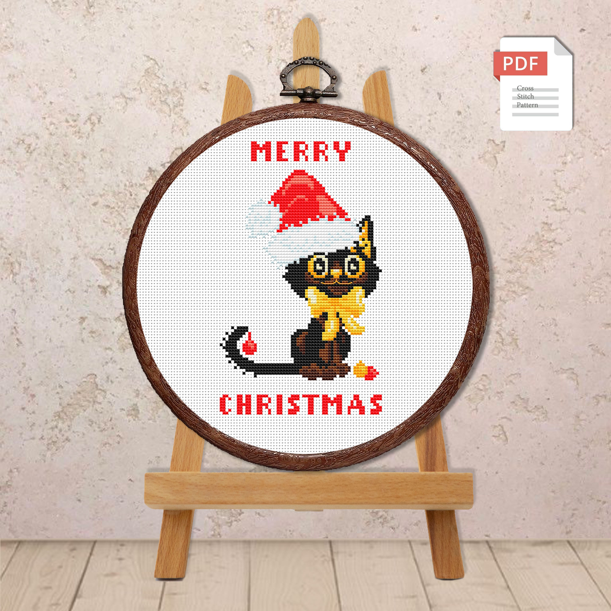 Christmas Cat Cross Stitch Pattern #hld009 - Image 2