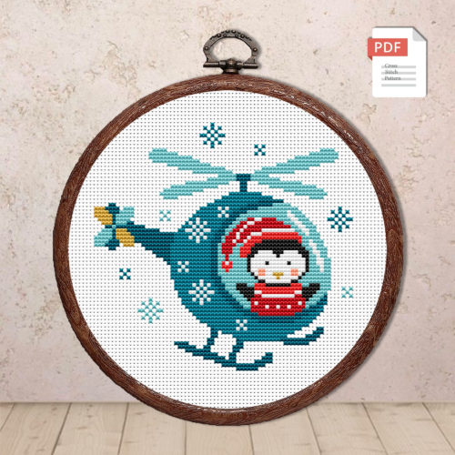 Christmas Penguin Cross Stitch Pattern #hld018