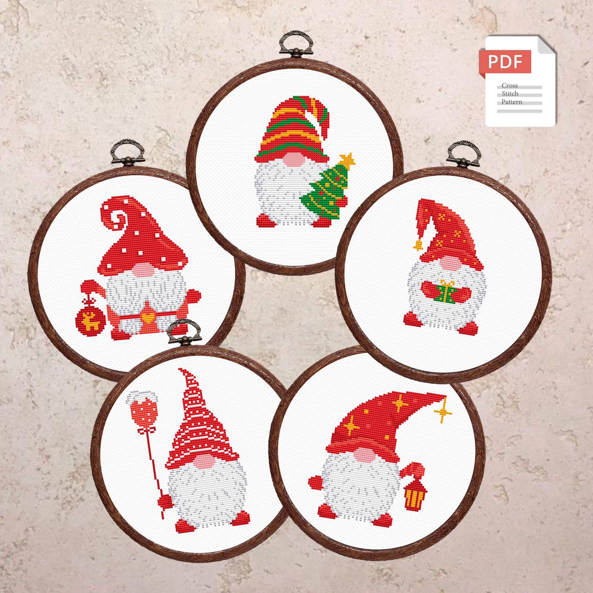 Christmas Gnome Cross Stitch Pattern #hld022 - Image 3