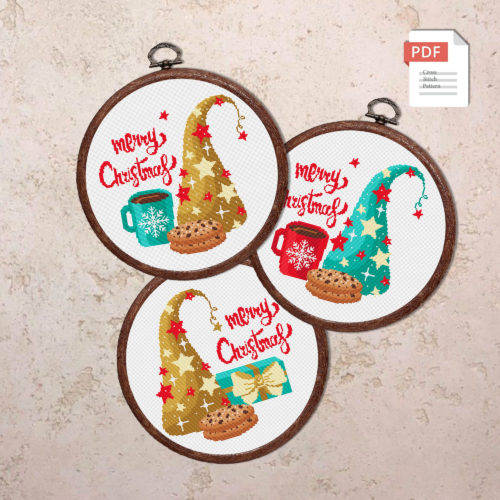 Set of 3 Merry Christmas Cross Stitch Patterns #hld036