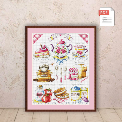 Tea Time Cross Stitch Pattern #kt.012
