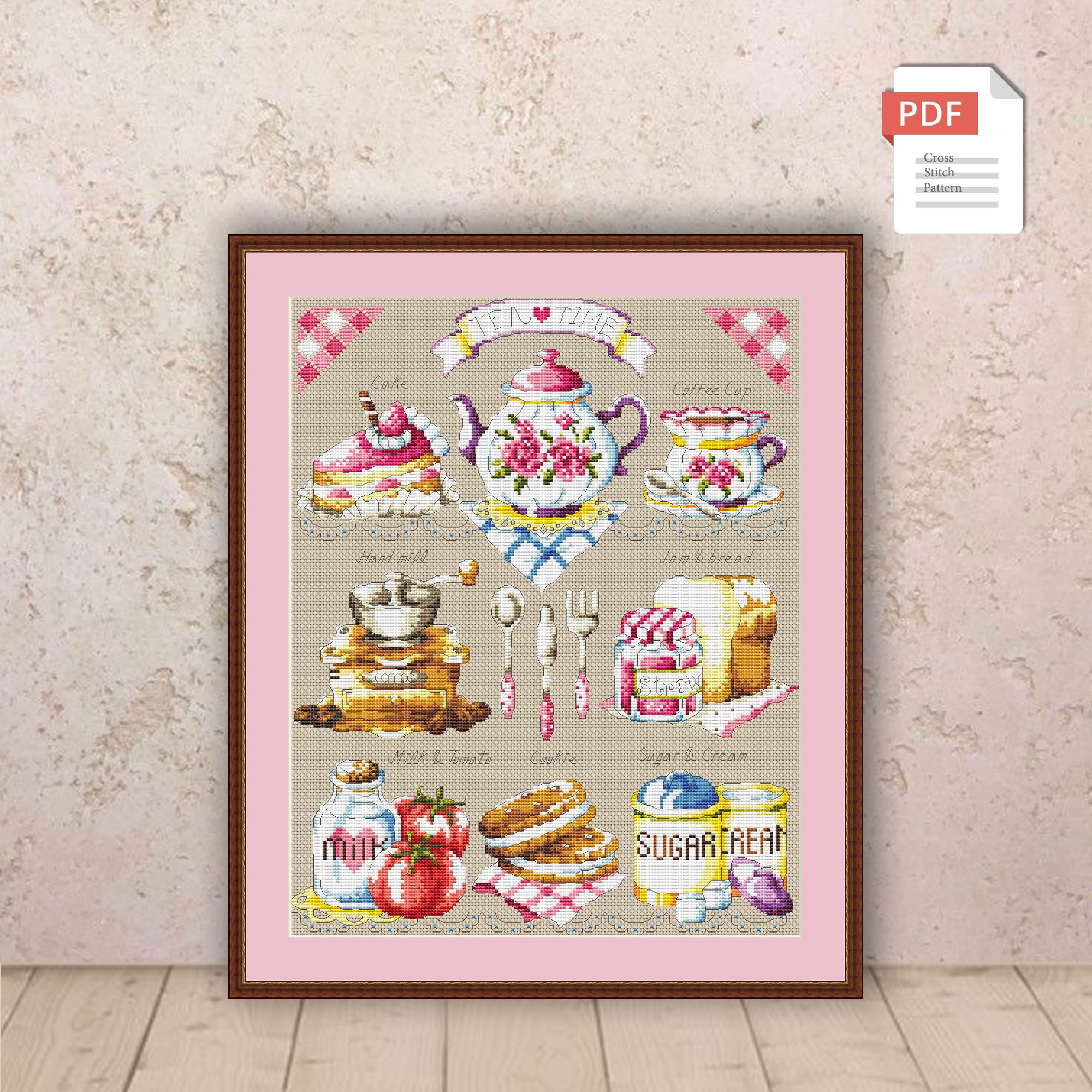 Tea Time Cross Stitch Pattern #kt.012 - Image 2