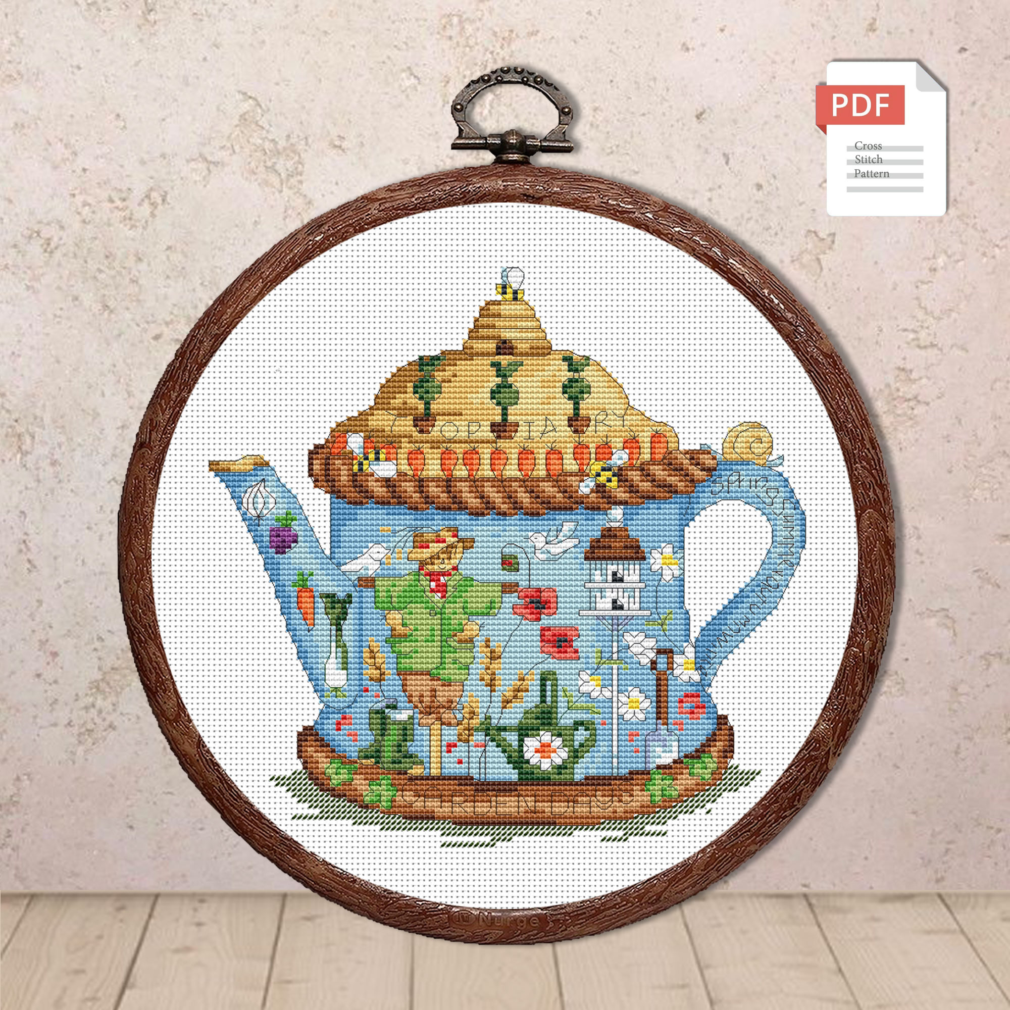 Set of 3 Painted Teapots Cross Stitch Patterns #kt.038 - Image 2