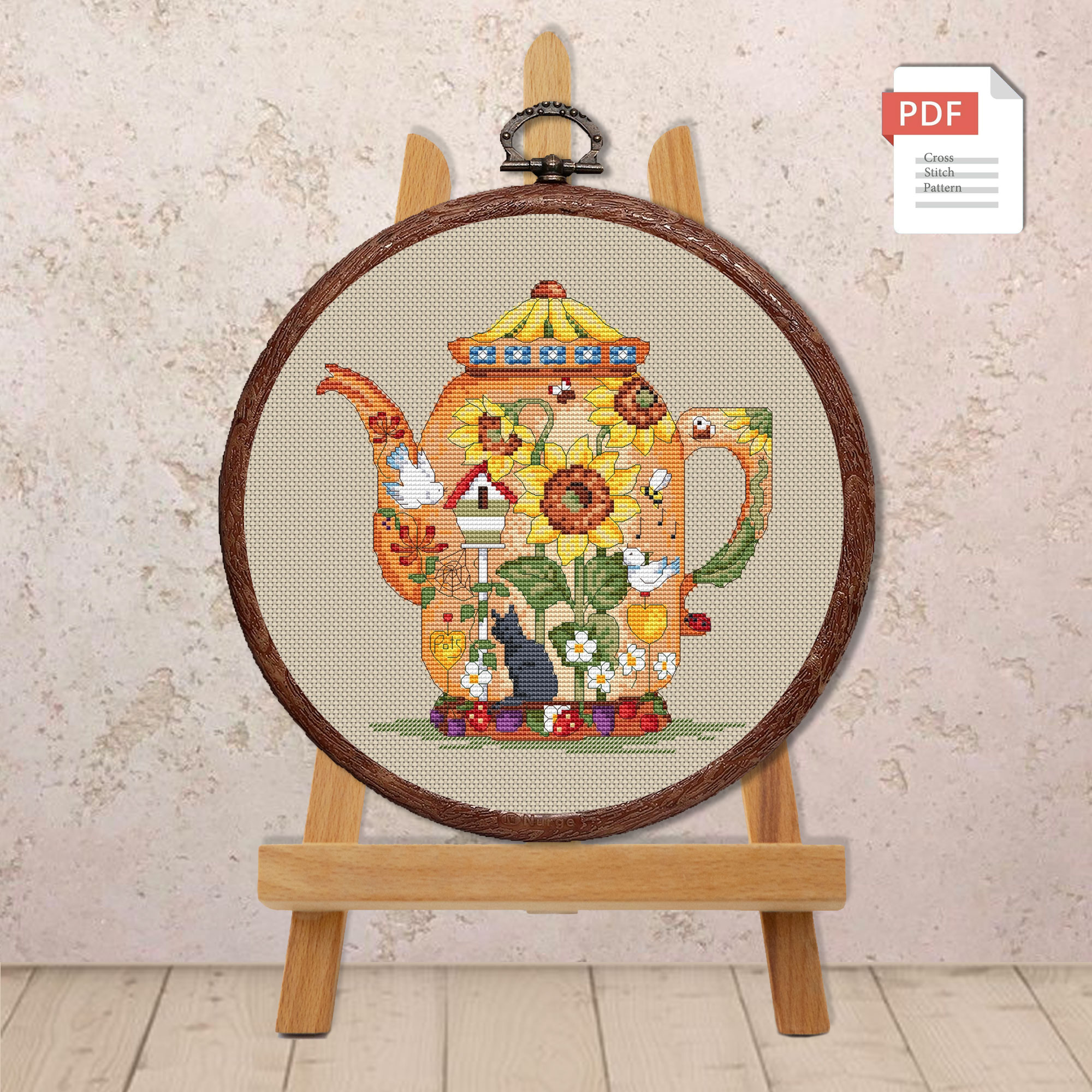 Painted Teapot Cross Stitch Patterns #kt.036 - Image 2
