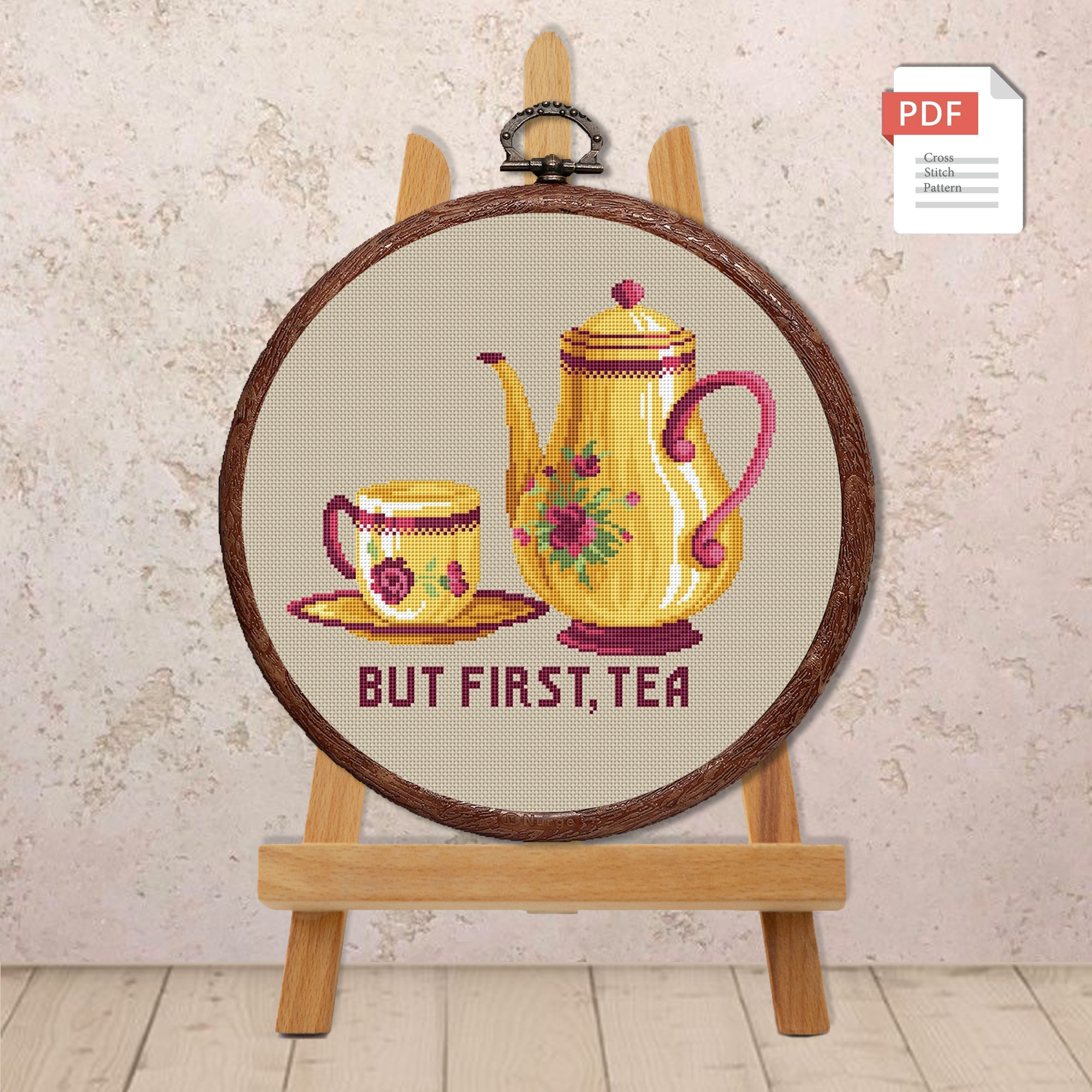 But First Tea Cross Stitch Pattern #kt.039 - Image 2