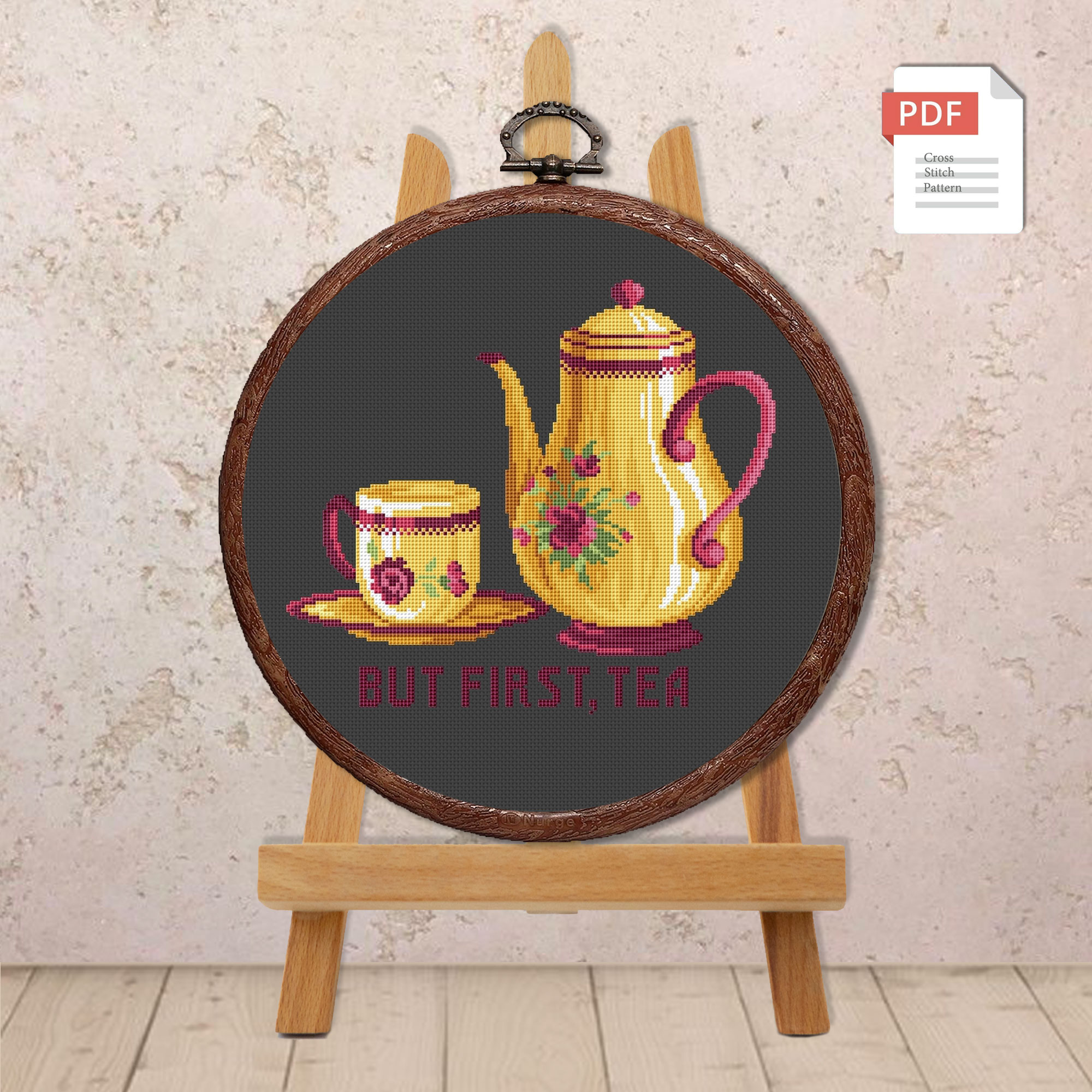 But First Tea Cross Stitch Pattern #kt.039 - Image 3