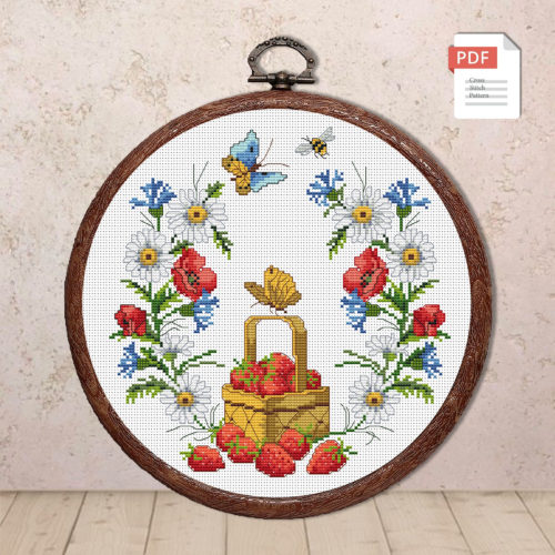Basket Of Berries Cross Stitch Pattern #kt.040