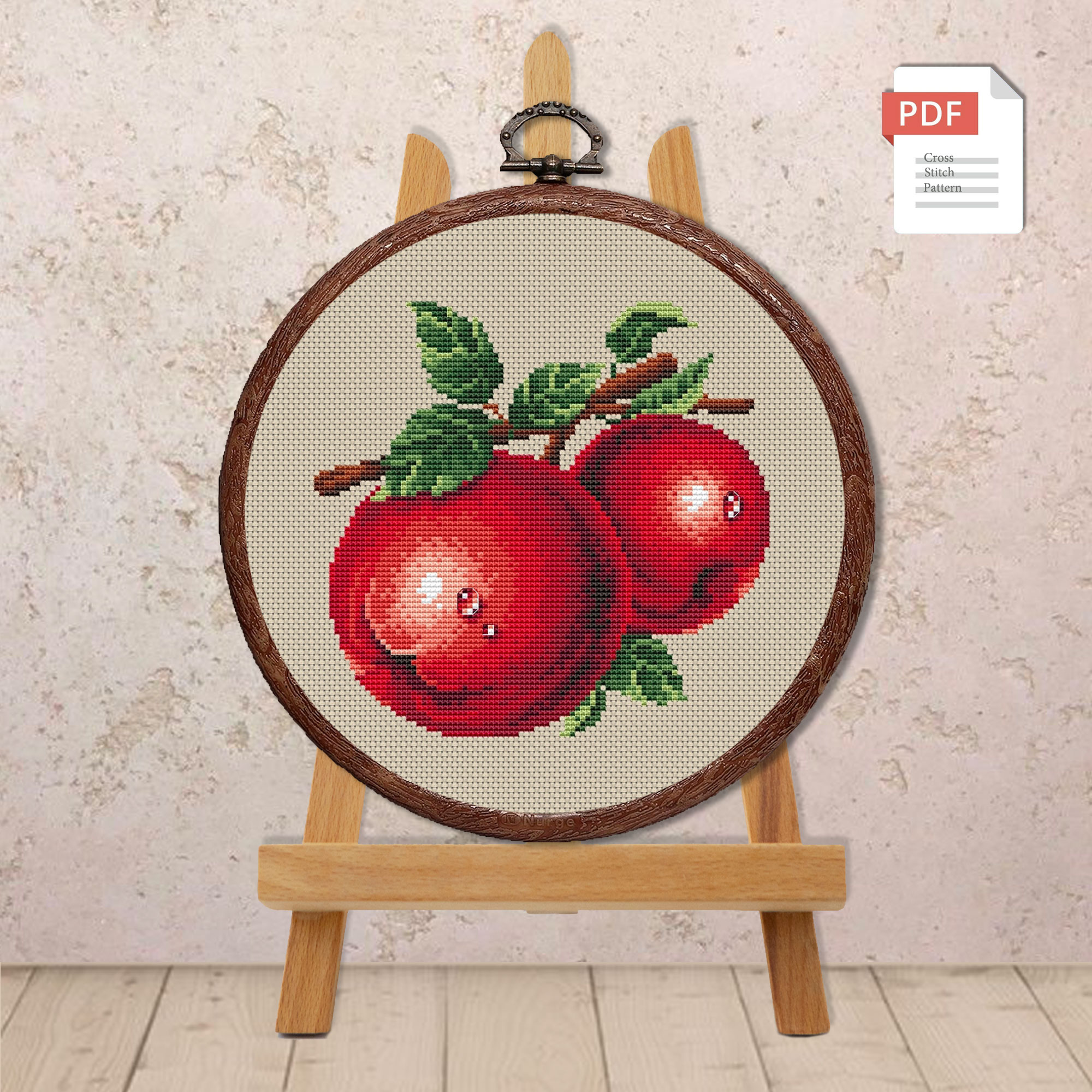 Red Apple Cross Stitch Pattern #kt.041 - Image 2
