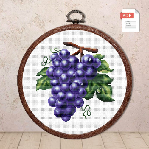 Blue Grapes Cross Stitch Pattern #kt.044