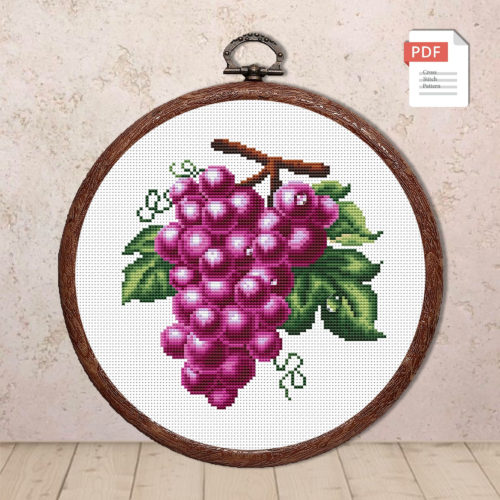 Purple Grapes Cross Stitch Pattern #kt.045