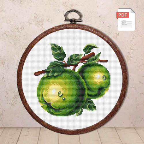 Green Apple Cross Stitch Pattern #kt.048