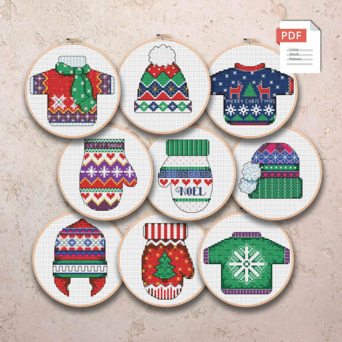 Christmas Set Cross Stitch Patterns #mch.001