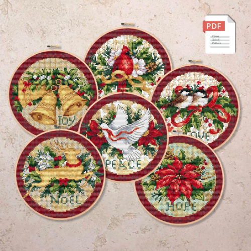 Set of Christmas Ornaments Cross Stitch Patterns #mch.019