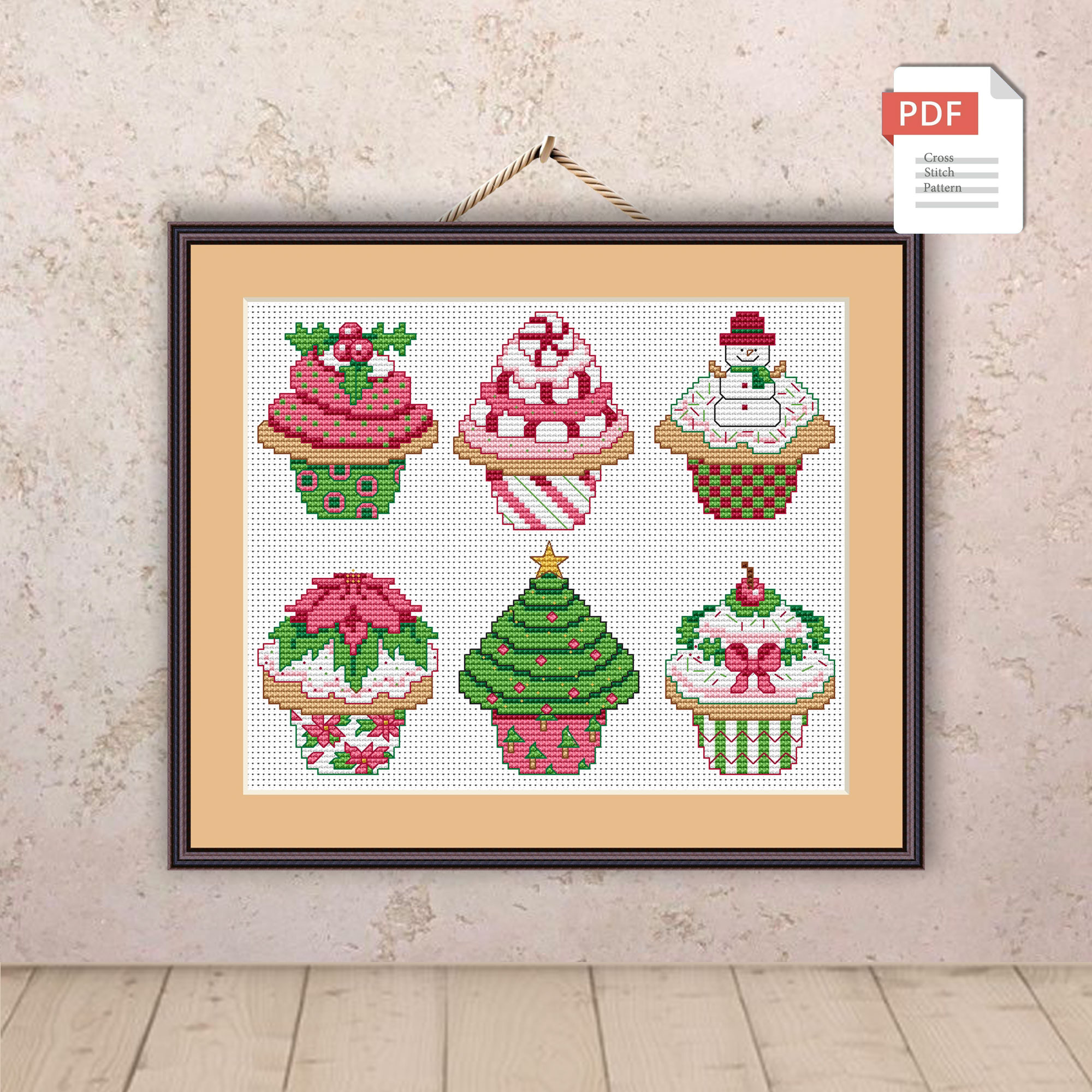 Set of Christmas Cupcake Cross Stitch Patterns #mch.021 - Image 3