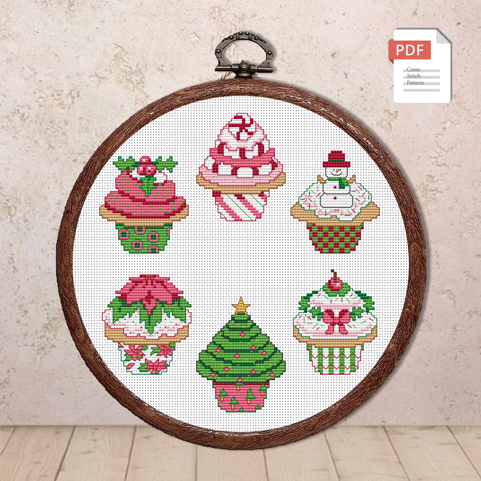 Set of Christmas Cupcake Cross Stitch Patterns #mch.021 - Image 2