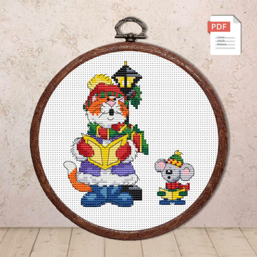 Christmas Cat and Christmas Mouse Cross Stitch Pattern #mch.023